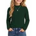 thumbnail image 2 of Resicozy Girls Long Sleeve Shirts Turtleneck Casual Base Slim Fit Fall Shirt for Kids, Soft Winter Tops for School Outdoor Daily Wear 2-13 Years Dark Green 150, 2 of 6