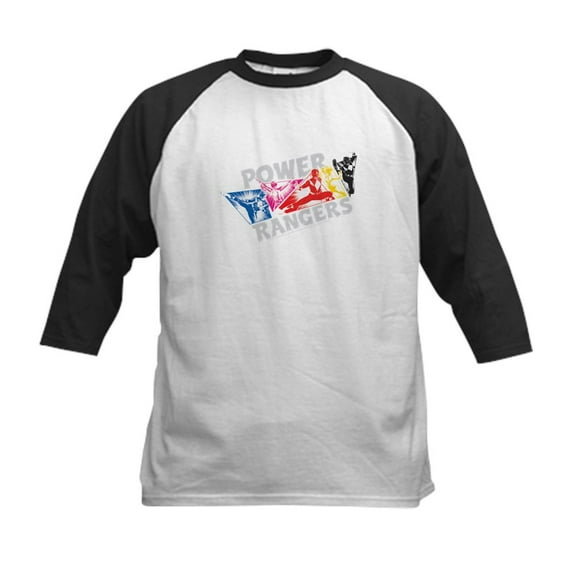 CafePress - Power Rangers Hero Poses Kids Baseball T Shirt - Kids Cotton Baseball Jersey, 3/4 Sleeve Shirt