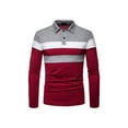 thumbnail image 1 of xiaxaixu Chemise pour Hommes, Manches Longues Col Rabattu Fermeture à Boutons Couleur Contrastée Rayée Hauts d'Automne, 1 of 7