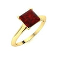 thumbnail image 2 of Four Prong Set 1.3 Ctw Square Garnet 925 Sterling Silver Gold Vermeil Solitaire Women Ring, 2 of 2