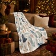 thumbnail image 3 of Watercolor Coastal Western Flannel Blanket with Surfboards and Cowboy Boots, Palm Trees Shells Coral Throw for Sunroom and Guest Room, Home Decor Gift for Beach Ranch Fans, 3 of 7