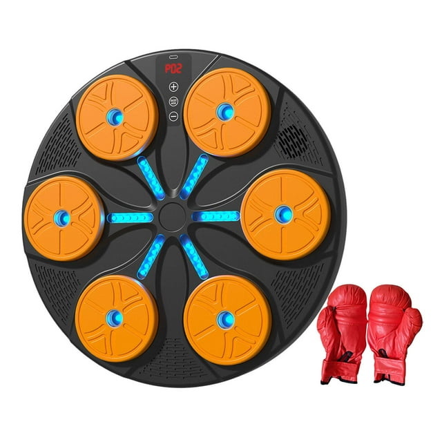 Máquina de boxeo musical, equipo de boxeo con almohadilla de perforación, con guantes, práctica de música, entrenador de boxeo, objetivo electrónico d Guantes Naranja Adultos