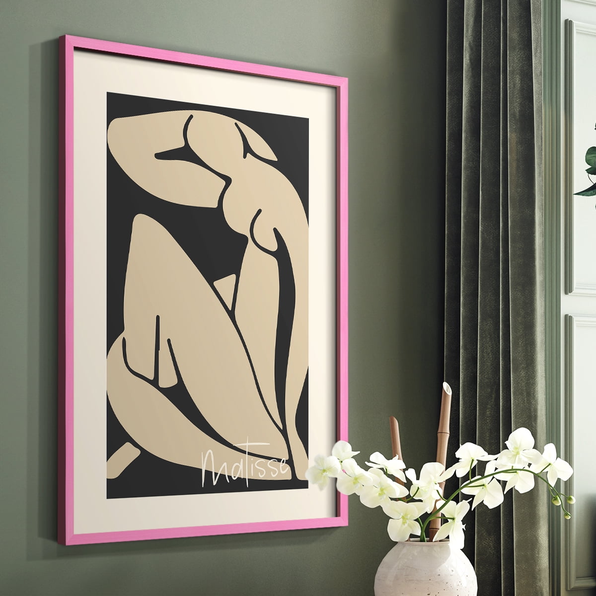 Matisse CCCVI in Pink Solid Wood 11 x 14 Framed Print