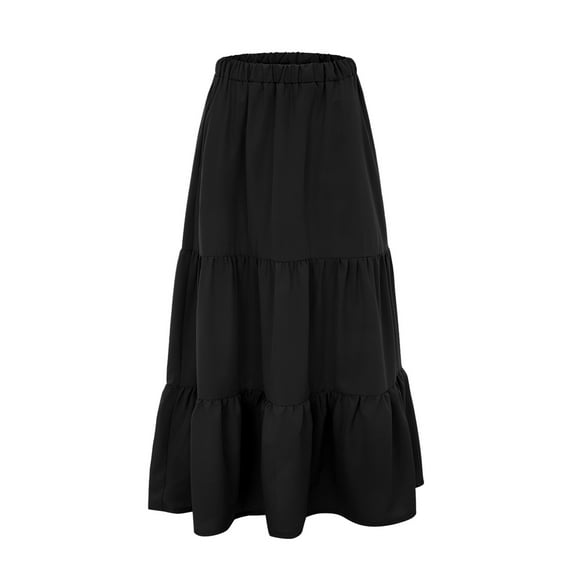 eczipvz Pleated Skirts for Women Women's Poplin Smocked Waist Skirt Black,M