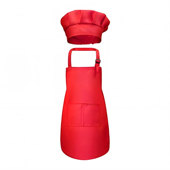 AUQ Kids Apron,Polyester Fiber Layer Apron with Pockets,Lightweight Design for Kid Toddler Apron,Red