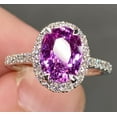 thumbnail image 2 of Lab Created Beautiful 3 Ctw Vivid Purplish Pink Sapphire Engagement Ring Couple Ring Promise Ring Gift For Love, 2 of 5