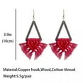 thumbnail image 6 of Bohemia Macrame Fringe Wood Triangle Geometric Handmade Weave Statement Earrings, 6 of 6