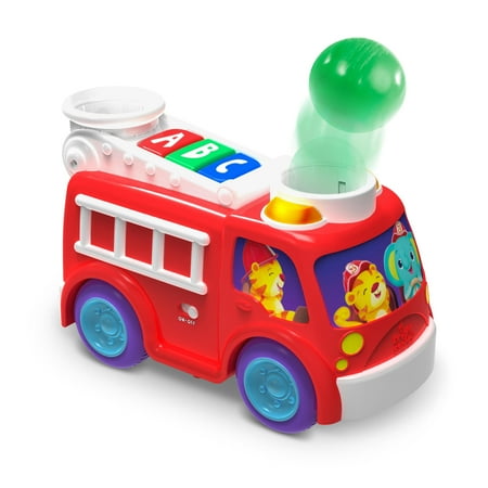 Bright Starts Roll & Pop Fire Truck Toy Ball Popper Activity Toy, Ages 6 months