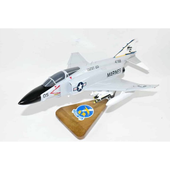 VMFAT-201 Hawks 1968 F-4J Model, 1/42 (18") Scale, Mahogany, Marines, Fighter