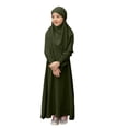 thumbnail image 1 of RXMEKW Ensemble de Robe Musulmane avec Châle pour Filles Manches Longues Col Rond Robe à Volants Tenue 2 Pcs Rose, 1 of 9