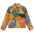 thumbnail image 4 of Jackets for Women Winter Coat Jackets Flannel Stand Collar Jacket(Colorful Patchwork Textile Design,Size:S-4XL), 4 of 7