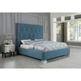 thumbnail image 1 of Teal Blue Panel Bed in Velvet Fabric w/ Nailhead - Queen, 1 of 2
