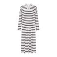 thumbnail image 3 of MIUOWANP Casual Dresses for Women 2024 Women's Striped Long Sleeve Dress V Neck Collared Side Slit Casual Beach Maxi Dresses, 3 of 4