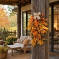 thumbnail image 3 of Geerera Hanging Swag Fall Artificial Autumn Maple Leaf Teardrop Decor Rustic Harvest with Burlap Bow for Porch Wall Window and Home 26", 3 of 7