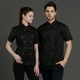 thumbnail image 5 of CHEF DE ALGODÓN Uniforme de manga corta de verano para hombres Chaqueta de chef delantal Botones Sweat Bands for Grill Restaurant Bar Shop Cafes Negro XL sidaley HA012099-03, 5 of 7