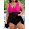thumbnail image 6 of Asoul Womens Plus Size One Piece Scalloped V Neck Swimwear Tummy Control Swimdress Bathing Suits Swimsuits with briefs, 6 of 8