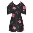 thumbnail image 5 of IROINNID Womens Casual Classic Flower Printed Tunic Tops Crewneck Short Sleeve Off Shoulder Blouse, 5 of 5