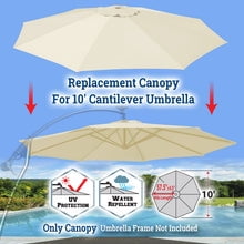 Replacement Canopy Cover for 10' Cantilever Patio Umbrella Offest Parasol Top Cover (Green)
