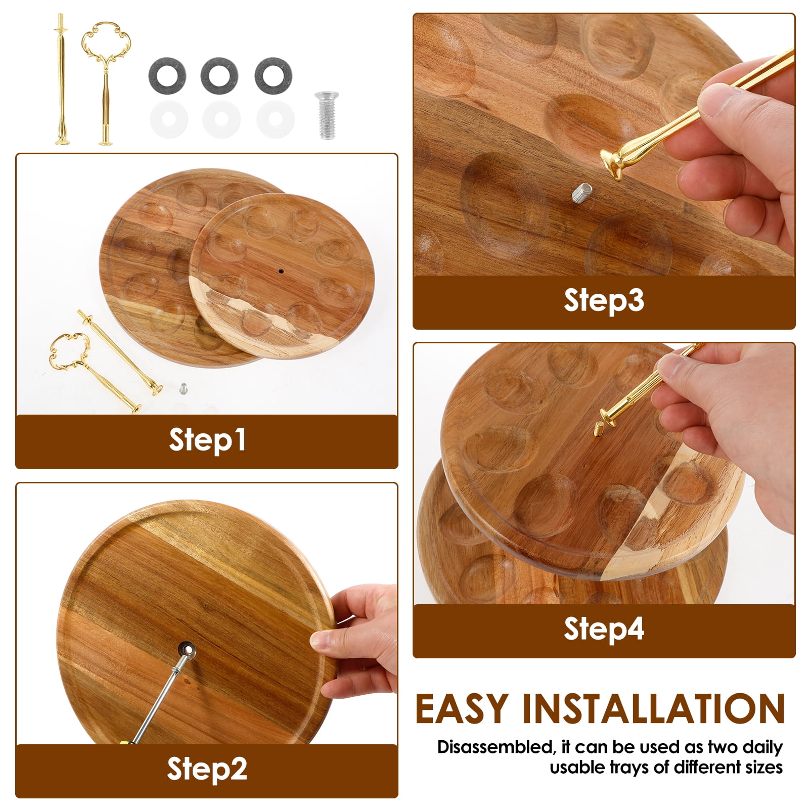 Jetcloudlive 2 Layer Deviled Egg Platter 22 Holes Acacia Wood Deviled Egg Tray Practical Deviled Egg Serving Tray Multipurpose Deviled Egg Stand for Home Kitchen Party Holiday
