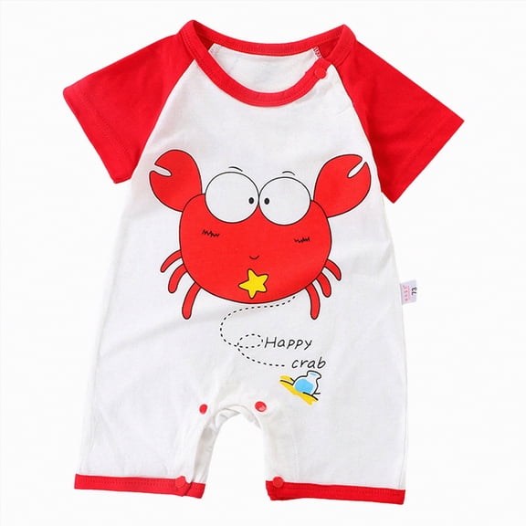JUMEYU Newborn Romper Baby Boy Summer Baby Boy Bodysuit Boy Cotton Romper Short Sleeve 0 3 6 9 12 18 24 Months (Red,18-24 Months)