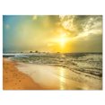 thumbnail image 2 of Bright Yellow Sunset Beach Panorama - Modern Seascape Canvas Artwork, 2 of 3