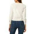 thumbnail image 3 of INSPIRE CHIC Women's Casual V Neck Full Placket Long Sleeve Shirt White XL, 3 of 6