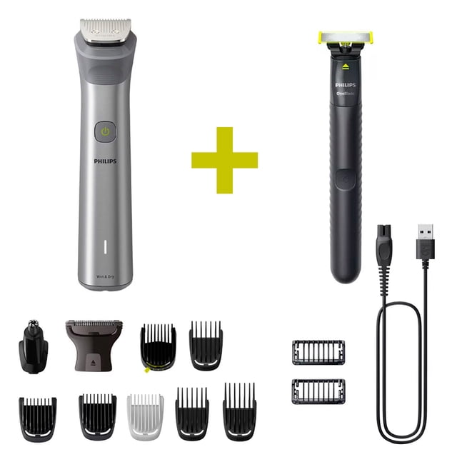 Recortadora de barba 11 en 1 Philips mod. MG5930 + Afeitadora Oneblade mod. QP1424