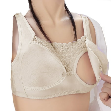 Gunia Women Maternity Nursing Bras Front Button Nursing Bra Exposure No Wires Push Up Top Back Bottoming No Wires Sports Bra Soft Underwear