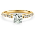 thumbnail image 3 of Gem Stone King 10K Two Tone Gold Green Prasiolite and Lab Grown Diamond Engagement Ring for Women | 0.98 Cttw | Round 6MM | Gemstone Birthstone | Size 7, 3 of 6