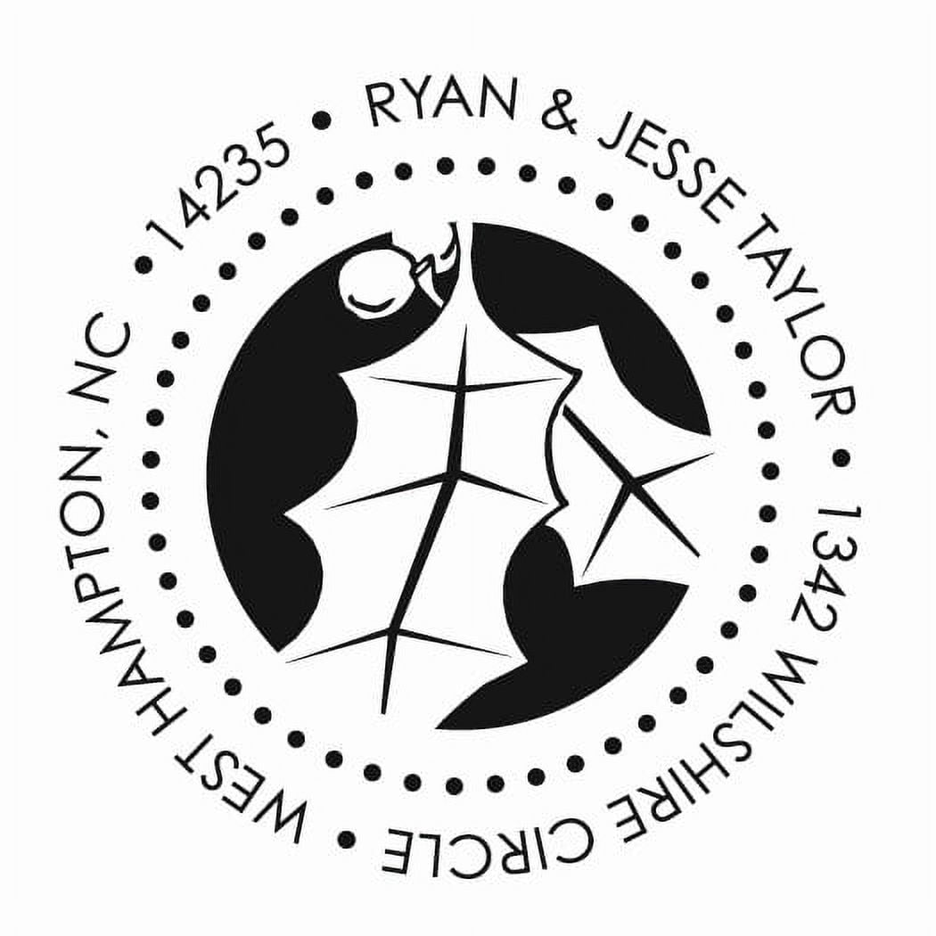 Personalized Round Self-Inking Rubber Stamp - It's Holly Time