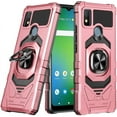 thumbnail image 2 of Compatible for Cricket Icon 4 Case w/Tempered Glass Screen Protector [Military Grade] Ring Car Mount Kickstand Shockproof Hard Phone Case - Rose Gold, 2 of 7