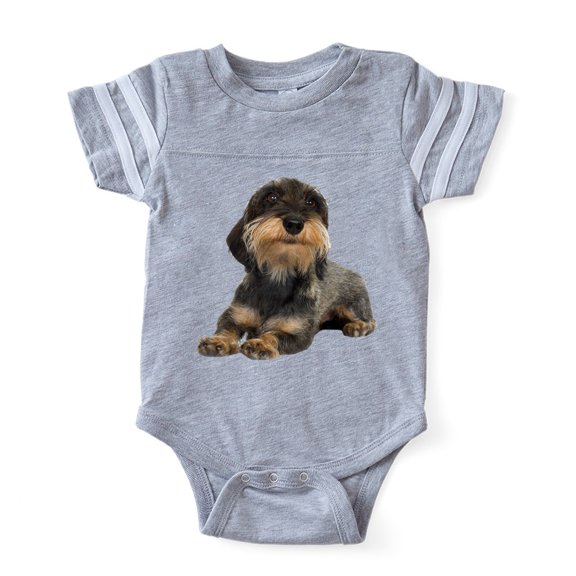 CafePress - FIN Wirehaired Dachshund Photo CROP Baby Football - Cute Infant Baby Football Bodysuit