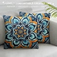 thumbnail image 3 of BCIIG  Home Decoration Throw Pillow Case Navy Blue and Orange Bohemian Zen Mandala 22X22 Inch Square Pillowcase Cushion Cover Double Sided Printed, 3 of 5