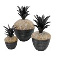 thumbnail image 3 of 14, 12, 11 Inch Lidded Jar, Pineapple Design, Gray Mango Wood, Set of 3- Saltoro Sherpi, 3 of 5
