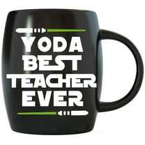 Mug A Day Yoda Best Teacher Ever Funny Novelty Coffee Mug Tea Cup for Teachers Appreciation Gifts for Men Women Assistant Aide Educator Paraprofessional from Parent Student Gift Black 16oz