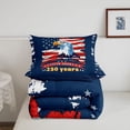 thumbnail image 5 of Manfei Cartoon Eagle Queen Comforter Set,250 Years Anniversary Comforter Sets Queen,1776-2026 Printed Decor,Navy Blue Reversible,3pcs,1 Comforter and 2 Pillowcases, 5 of 7