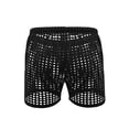 thumbnail image 4 of Men's Hollow See Through Shorts Drawstring Loose Lounge Pants Swim Shorts Cover Up Boxer Trunks, 4 of 5