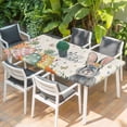 thumbnail image 2 of Happy Easter Table Cloths for 4 Foot Rectangle Tables, Spring Bunny Easter Eggs Floral Beige Burlap Patio Waterproof Elastic Fitted Tablecloths, Washable Rectangular Table Cover for Camping, 2 of 8