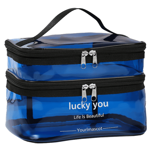 Bolso cosmético de doble capa, almacenamiento portátil, multifuncional, bolso cosmético del lavado, hecho de PU