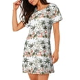 thumbnail image 2 of Vsdgher Chemise de Nuit à Manches Courtes pour Femmes Motif Flamant Rose Palmiers Col Rond Mignonne Robe de Nuit à Volants Confortable, 2 of 6