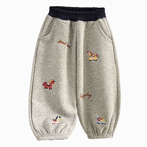 3-4T Toddler Boys Jogger Pants Cotton Fall Winter Sweatpants Cartoon Cute Casual Elastic Lounging Trousers With Pocket 12M to 12T Little Boys Pants,Grey