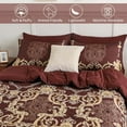 thumbnail image 5 of 7 Pieces Burgundy Comforter Set King Size, Damask Bed in a Bag for King Bed, Lightweight Microfiber Boho Bedding Sets with Comforter, Sheet, Pillowcases & Shams for All Season(90"x104"), 5 of 9