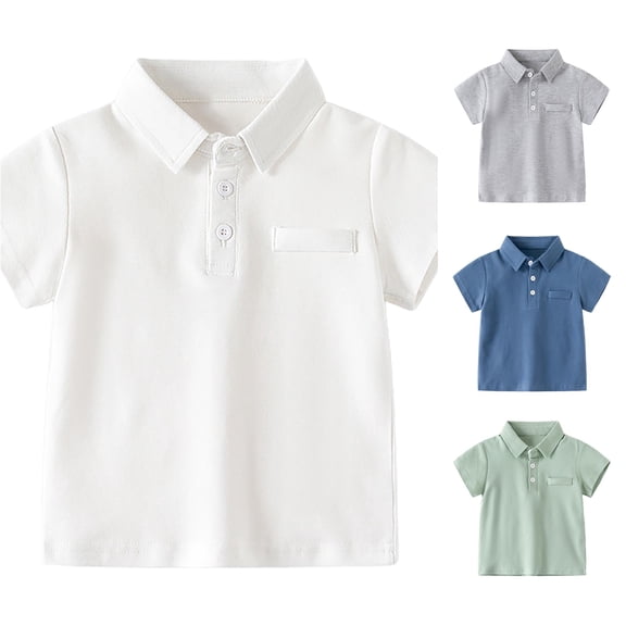 REDARER Toddler Boys Short Sleeve Pocket Polo Shirt Solid Soft Button Summer School Uniform Tops,4-5 Years