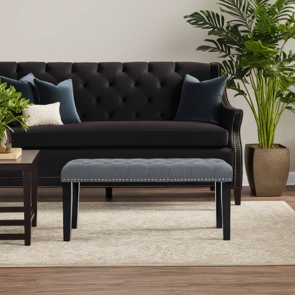 Abble 38" Wide Upholstered Entryway Bench, End of Bed Bench, Ottoman Bench - Gray