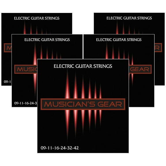 Musician's Gear Electric Nickel Plated Steel Guitar Strings 9-42 - 5-Pack
