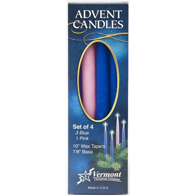 Vermont Christmas Company 256156 10 in. Advent Candle Set 3 Blue & 1