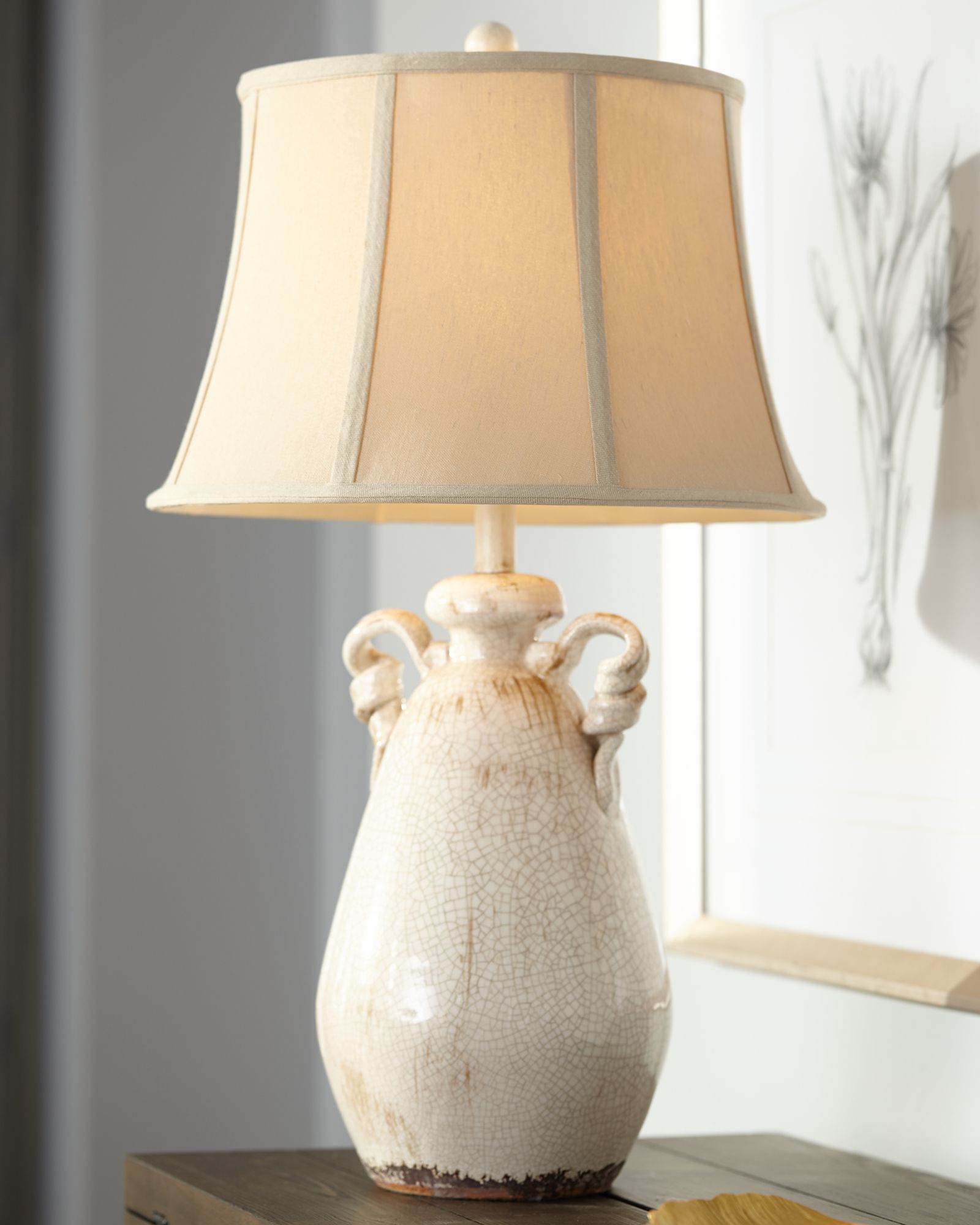 Regency Hill Isabella Ivory Ceramic Table Lamp with Table Top Dimmer