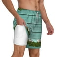 thumbnail image 3 of Balery Wood Grain Mens Swim Trunks Swim Shorts for Men Quick Dry Inseam Beach Shorts with Compression Liner Pocket-Large, 3 of 9