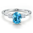 thumbnail image 3 of Gem Stone King 14K White Gold Swiss Blue Topaz and Moissanite Engagement Ring for Women | 1.70 Cttw | Oval 8X6MM | Gemstone November Birthstone | Size 9, 3 of 6