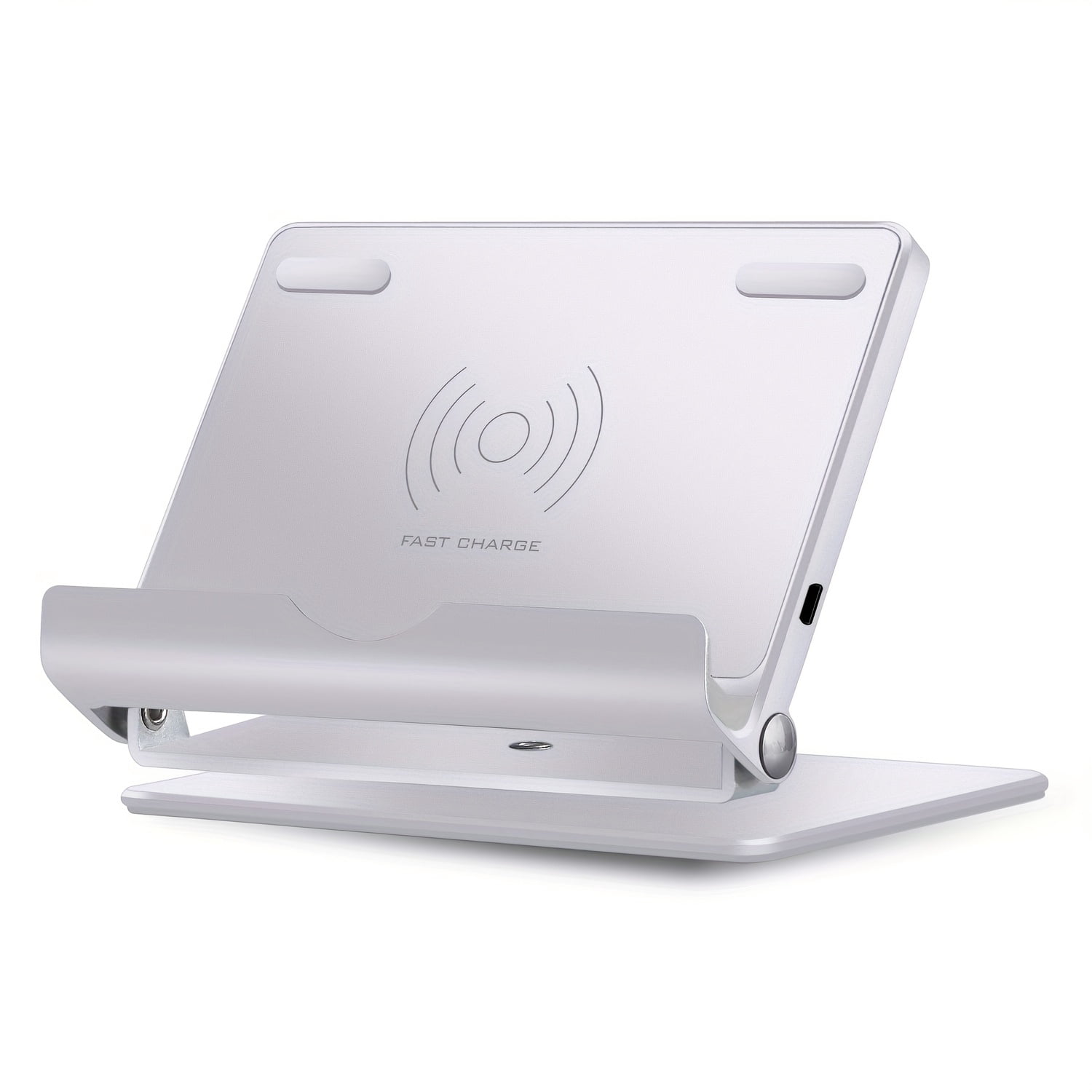 15W Wireless Fast Charger Phone Stand, 360° Rotatable Zinc Alloy Holder for iPhone 16, Samsung Galaxy S24/S23/S22, Google Pixel 9 Pro/8a/7 Pro